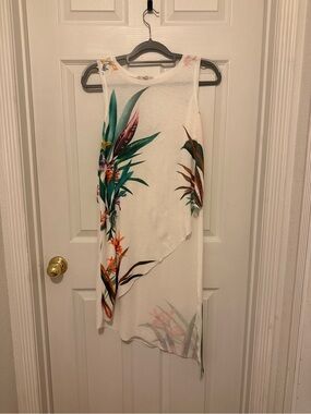 Bershka White Top with Tropical Leaf Print